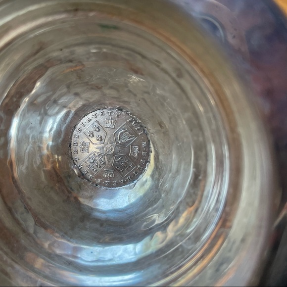 925 Hand Hammered Beer Pitcher Georgivs iii dei gratia Authentic Coin Embossed - Picture 7 of 14